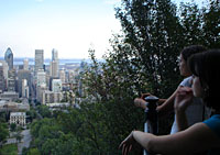 Valerie and Anneke look towards downtown Montreal