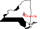NY Map with Oneonta indicated